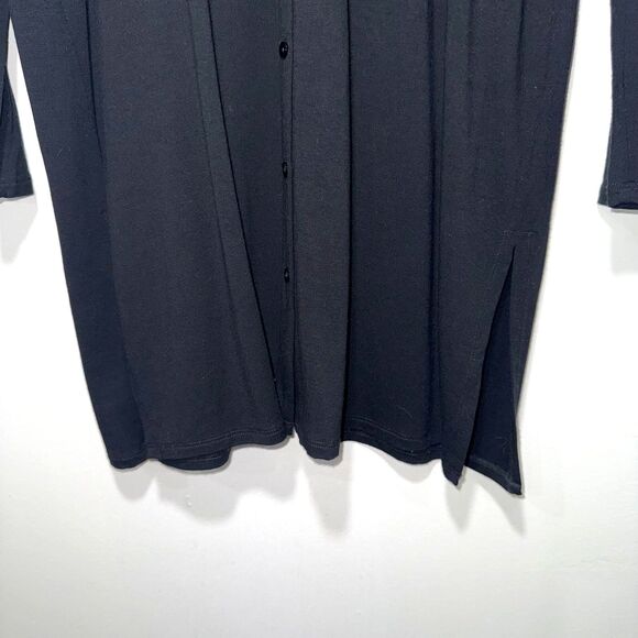 Eileen Fisher Jersey Crew Neck Long Sleeve Cardigan - Black XS - Picture 4 of 6